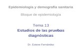 Epidemiología y demografía sanitaria Bloque de epidemiología Tema 13 Estudios de las pruebas diagnósticas Dr. Esteve Fernández.