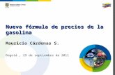 Nueva fórmula de precios de la gasolina Mauricio Cárdenas S. Bogotá, 29 de septiembre de 2011.