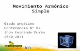 Movimiento Armónico Simple Grado undécimo Conferencia N° 02 Jhon Fernando Durán 2010-2011.