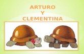 NARRADOR.- Un hermoso día de primavera Arturo y Clementina, dos jóvenes y hermosas tortugas rubias se conocieron al borde de un estanque y aquella misma.