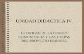 UNIDAD DIDÁCTICA IV EL ORIGEN DE LA EUROPA COMUNITARIA Y LAS ETAPAS DEL PROYECTO EUROPEO.