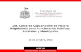 1er. Curso de Capacitación de Mejora Regulatoria para Funcionarios Públicos Estatales y Municipales 16 de octubre, 2013 DIRECCIÓN GENERAL DE MEJORA REGULATORIA.