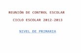 REUNIÓN DE CONTROL ESCOLAR CICLO ESCOLAR 2012-2013 NIVEL DE PRIMARIA.