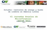 Estudio: Centrales de riesgo y burós de crédito en América Latina VI Jornadas Anuales de Microfinanzas RADIM 2012 Buenos Aires, Octubre 2012.