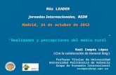 Más LEADER Madrid, 24 de octubre de 2012 Más LEADER Jornadas Internacionales, REDR Madrid, 24 de octubre de 2012 Realidades y percepciones del medio rural.