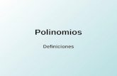Polinomios Definiciones. Expresión algebraica Racional Irracional Entera Fraccionaria monomio polinomio.