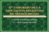 37° CONGRESO DE LA ASOCIACION ARGENTINA DE NEUROCIRUGIA Curso de Neurotraumatología 17 – 19 de Agosto del 2002.