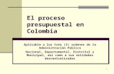 1 El proceso presupuestal en Colombia Aplicable a los tres (3) ordenes de la Administración Pública Nacional, Departamental, Distrital y Municipal, así