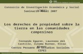Consorcio de Investigación Económica y Social (CIES ) Los derechos de propiedad sobre la tierra en las comunidades campesinas Seminario Anual 2007 Fernando.