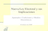 Nueva Ley Electoral y sus Implicaciones Apartados: Coaliciones y Medios Electrónicos 18 febrero de 2008.