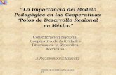 UNIÓN DE COOPERATIVAS DEL D.F. “ La Importancia del Modelo Pedagógico en las Cooperativas “Polos de Desarrollo Regional en México” Confederación Nacional.