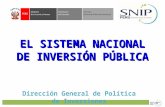 EL SISTEMA NACIONAL DE INVERSIÓN PÚBLICA Dirección General de Política de Inversiones.
