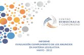 Www.cdc.cl INFORME EVALUACIÓN CUMPLIMIENTO DE LOS ANUNCIOS EN MATERIA LEGISLATIVA MAYO - 2012.