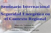 Sector Energético Chile Seminario Internacional Seguridad Energética en el Contexto Regional Marcelo Tokman R. Ministro - Presidente Comisión Nacional.