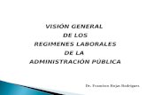 VISIÓN GENERAL DE LOS REGIMENES LABORALES DE LA ADMINISTRACIÓN PÚBLICA Dr. Francisco Rojas Rodríguez.