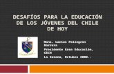 DESAFÍOS PARA LA EDUCACIÓN DE LOS JÓVENES DEL CHILE DE HOY Mons. Carlos Pellegrin Barrera Presidente Área Educación, CECH La Serena, Octubre 2008.-