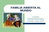 FAMILIA ABIERTA AL MUNDO CURSO PREMATRIMONIAL Aranda, mayo 2012.