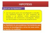 HIPOTESIS son las guías para una investigación o estudio. Las hipotesis indican lo que tratamos de probar y se definen como explicaciones tentativas del.