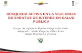 BÚSQUEDA ACTIVA EN LA VIGILANCIA DE EVENTOS DE INTERES EN SALUD PUBLICA Grupo de Vigilancia Epidemiológica del Valle Adaptado : María Eugenia Vélez Arias.