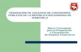 FEDERACIÓN DE COLEGIOS DE CONTADORES PUBLICOS DE LA REPÚBLICA BOLIVARIANA DE VENEZUELA Marco Conceptual para la Preparación y Presentación de Estados Financieros.