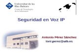 Seguridad en Voz IP Antonio Pérez Sánchez toni.perez@uib.es.