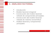 Introducción Modelo factorial ortogonal Construcción del modelo factorial: método de componentes principales Construcción del modelo factorial: método.