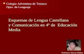 Esquemas de Lengua Castellana y Comunicación en 4º de Educación Media Colegio Adventista de Temuco Dpto. de Lenguaje Profesora: Marcia Molina.