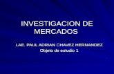INVESTIGACION DE MERCADOS LAE. PAUL ADRIAN CHAVEZ HERNANDEZ Objeto de estudio 1.
