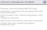 HITOS DE LA HISTORIA DEL AUTOMOVIL Antecedente : Primer vehículo autopropulsado 1769 ( a vapor ) Gottlieb Daimler : 1º automóvil con motor de combustion.