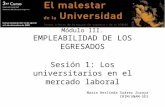 Módulo III. EMPLEABILIDAD DE LOS EGRESADOS Sesión 1: Los universitarios en el mercado laboral María Herlinda Suárez Zozaya CRIM/UNAM-SES.