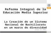 1 Reforma Integral de la Educación Media Superior La Creación de un Sistema Nacional de Bachillerato en un marco de diversidad Enero de 2008.
