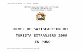 NIVEL DE SATISFACCION DEL TURISTA EXTRANJERO EN PUNO 2009 Valentin canales ramos
