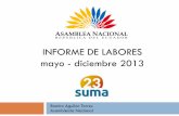 Informe de labores, Asambleísta Ramiro Aguilar, período mayo diciembre 2013