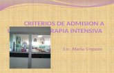 Criterios de admision a unidad de terapia intensiva
