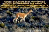 Análisis preliminar de la participación comunitaria y monitoreo poblacional de vicuñas en los dos sistemas de manejo  en la Reserva Nacional de Salinas y Aguada Blanca