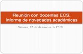 Informe novedades académicas ECS