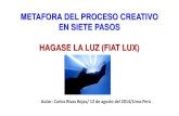 CREATIVIDAD EN SIETE PASOS-METAFORA DE FIAT LUX HAGASE LA LUZ, LLEGAR ANTES AL MERCADO, BIG DATA