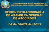 Sesion Extraordinaria de Asamblea General de Asociados del  04 de mayo del 2013