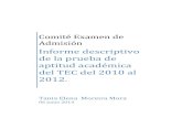 Infome técnico Prueba Aptitud Académica ITCR 2010 2012