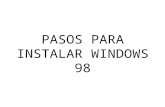 Pasos para instalar windows 98