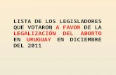 Senadores uruguayos que votaron a favor de legalizar el aborto.
