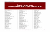 Indice de Nombres Comunes- Nombres Cientificos- Familias- y Organismos Asociados