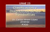 Clasificación y diagnóstico de las trombofilias