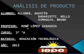 Análisis de producto, Allende,Badariotti, Dimaggio.
