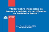 “Taller sobre inspección de buques y emisión de certificados de Sanidad a Bordo ” Lima-Puerto del Callao-PERU 08-10 Julio de 2013.