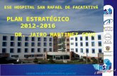 ESE HOSPITAL SAN RAFAEL DE FACATATIVÁ PLAN ESTRATÉGICO 2012-2016 DR. JAIRO MARTINEZ CRUZ.
