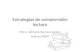 Estrategias de comprensión lectora Mtra. Adriana Barraza López Marzo/2009.