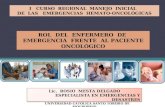 I CURSO REGIONAL MANEJO INICIAL DE LAS EMERGENCIAS HEMATO-ONCOLÓGICAS ROL DEL ENFERMERO DE EMERGENCIA FRENTE AL PACIENTE ONCOLÓGICO Lic. ROSIO MESTA DELGADO.