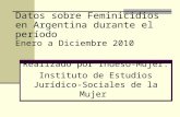 Datos sobre Feminicidios en Argentina durante el período Enero a Diciembre 2010 Realizado por Indeso-Mujer. Instituto de Estudios Jurídico- Sociales de.