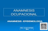 ANAMNESIS OCUPACIONAL DRA. LILIAN CAPONE 2014 ANAMNESIS -EPIDEMIOLOGIA